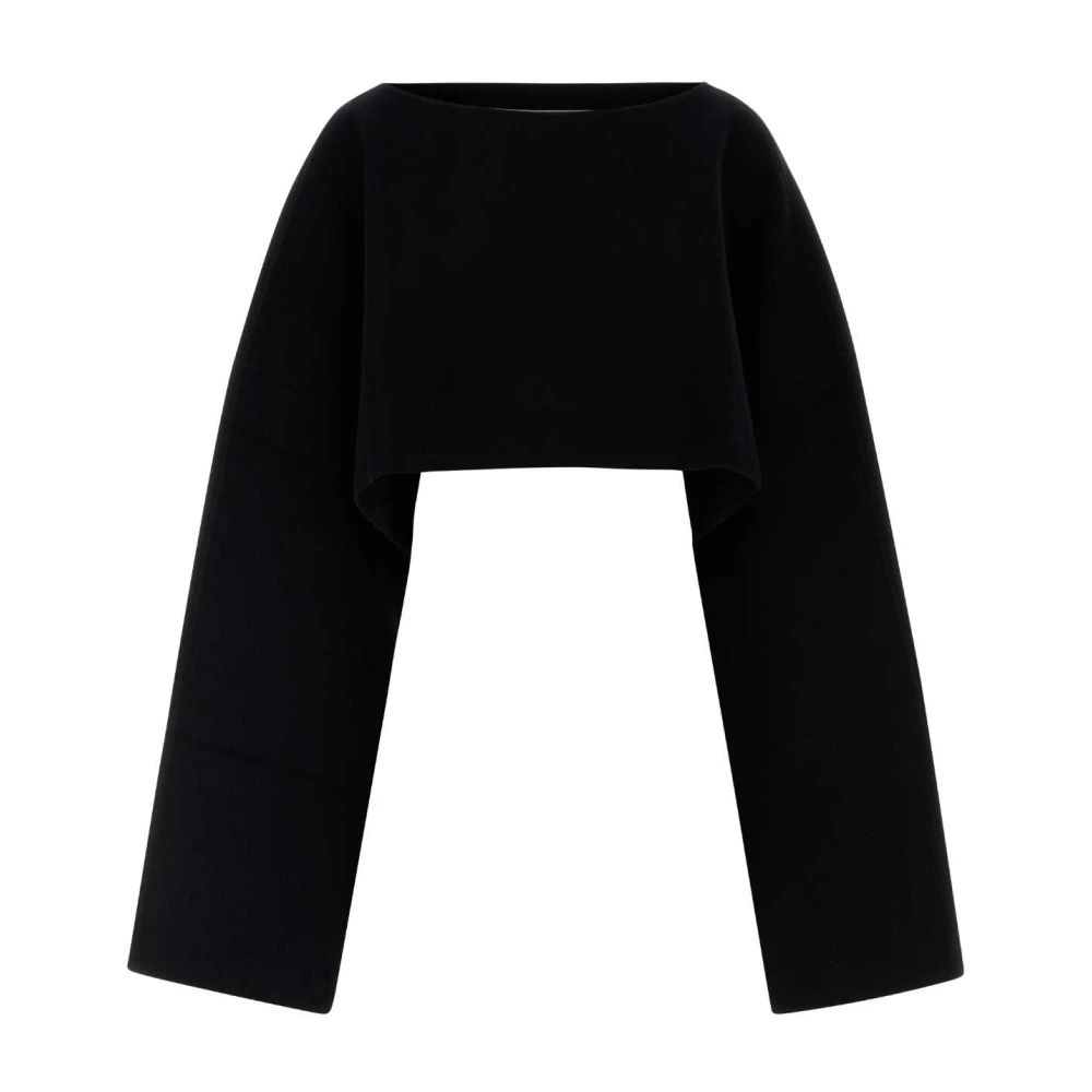 Jil Sander Stijlvolle Zwarte Wollen Cape Black Dames