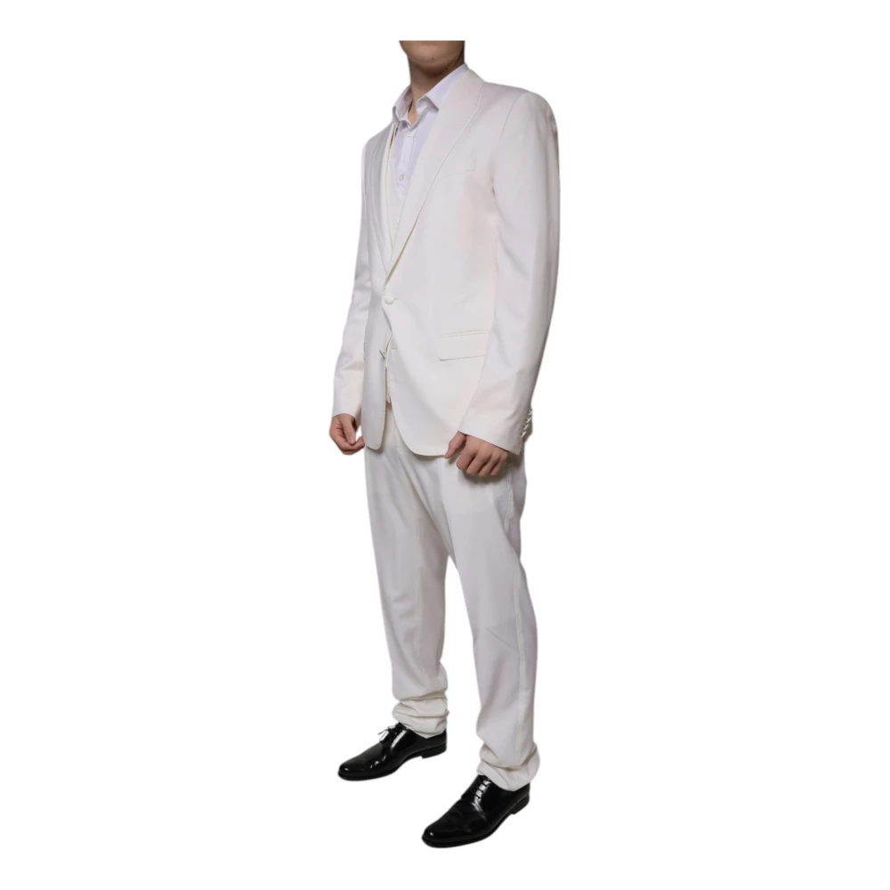 Dolce & Gabbana Witte Wol Zijden 3-Delig Pak White Heren