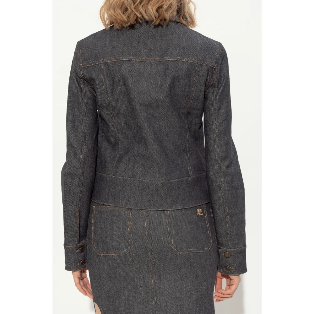 Courrèges Spijkerjasje met geborduurd logo Gray Dames