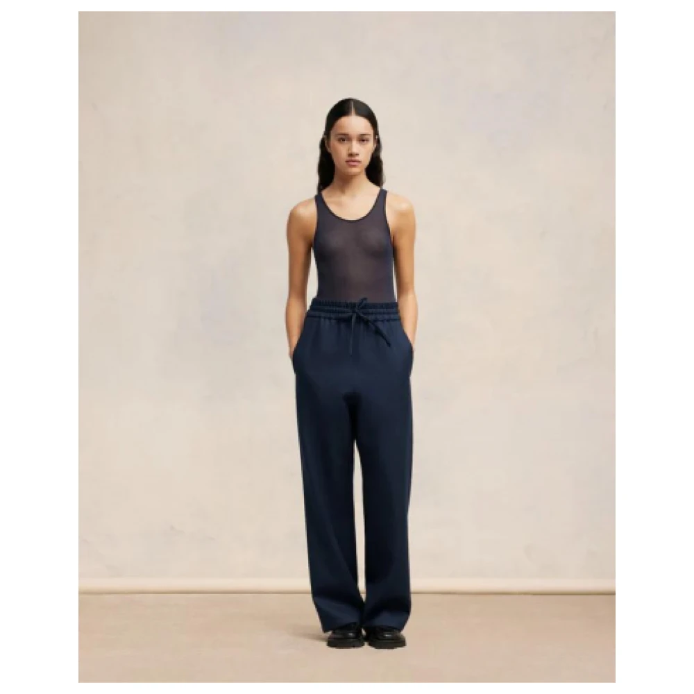 Ami Paris Navy Blauwe Luxe Broek Blue Dames