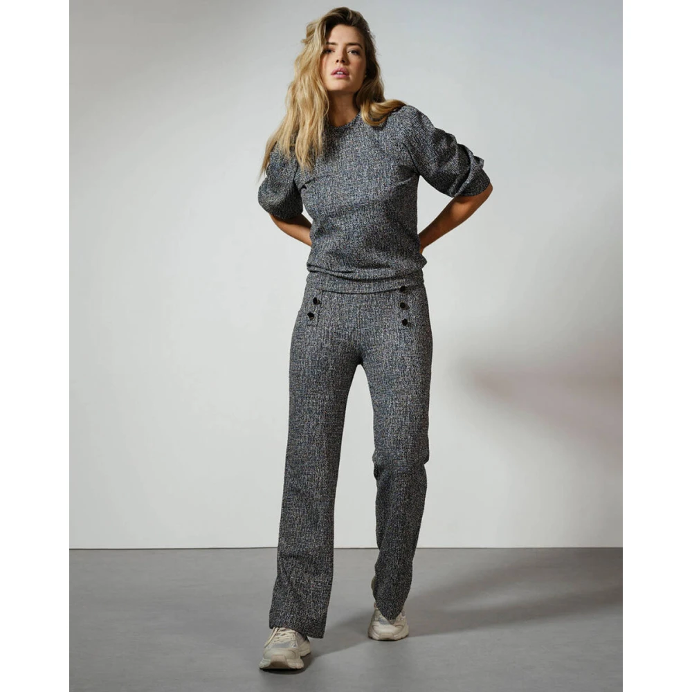 Tramontana Stretch Tweed Broek Black Dames