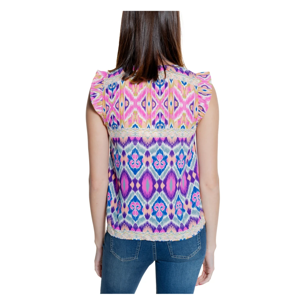 Only Roze V-hals Tanktop met Print Multicolor Dames