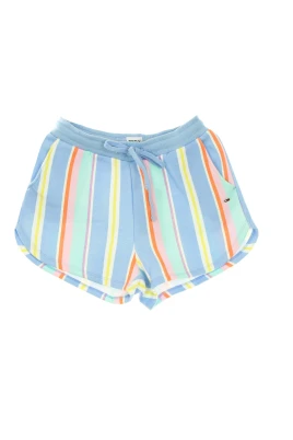 Blårandiga fleece shorts med elastisk midja