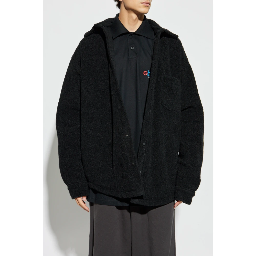 Balenciaga Gewatteerd shirt in oversized stijl Black Heren
