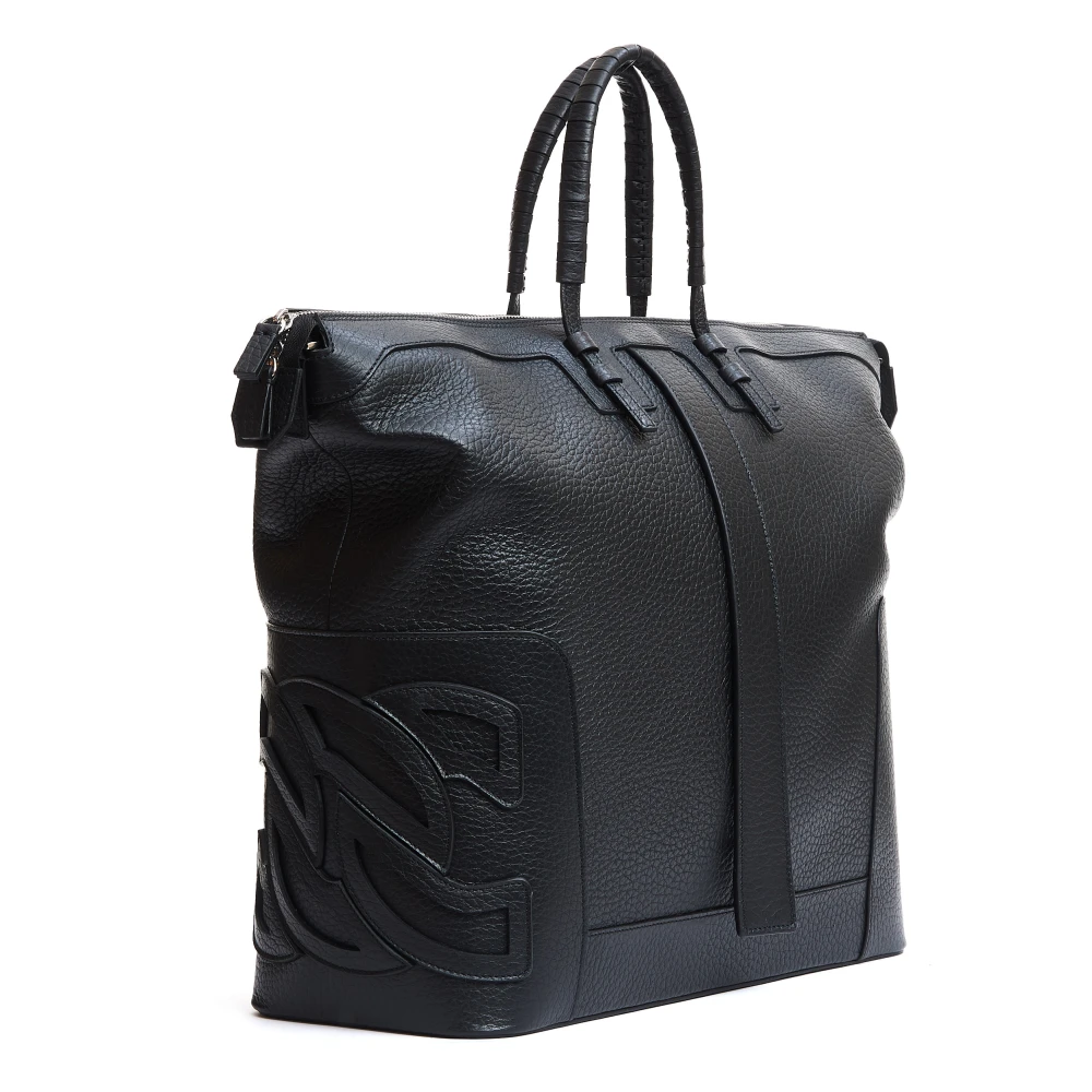 Casadei Zwarte Gehamerde Leren Schoudertas Black Dames