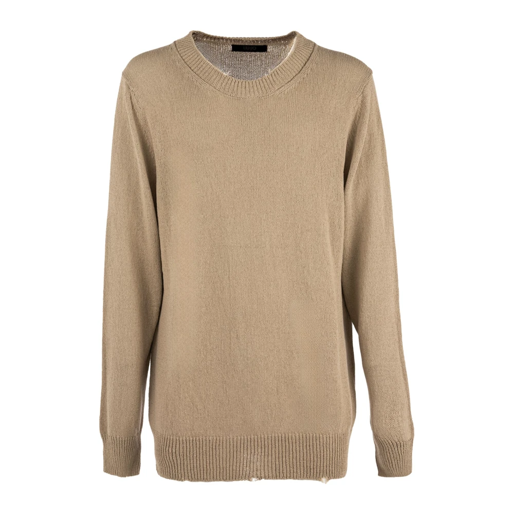Liu Jo Katoenen Crewneck Sweater Beige Outlet Beige Heren