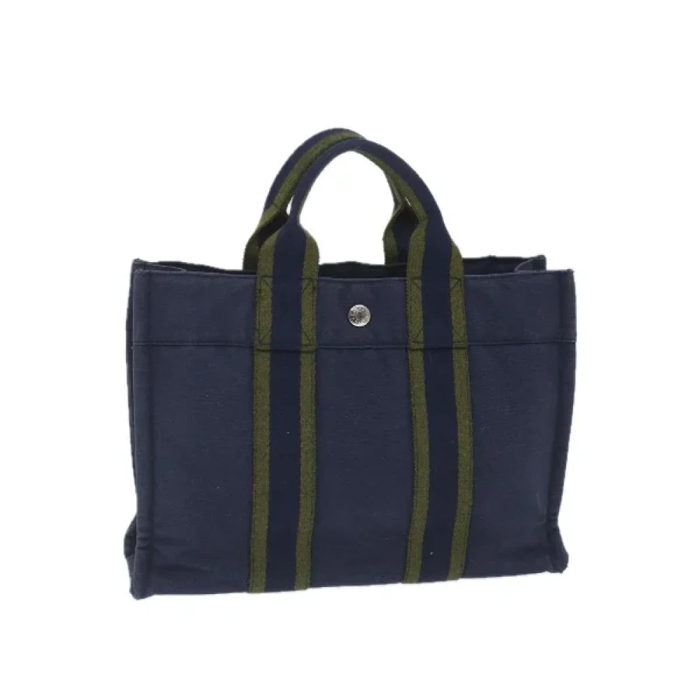 Hermès Vintage Pre-owned Cotton handbags Blue Dames