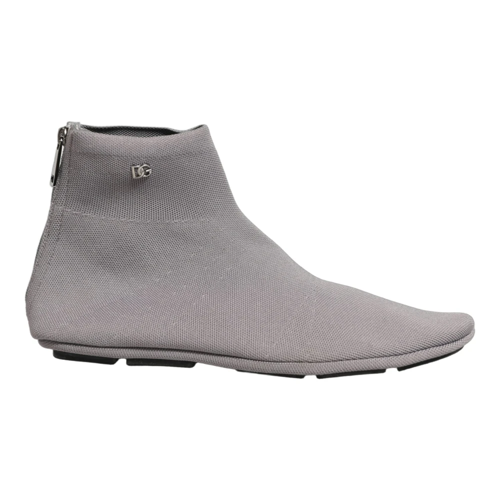 Dolce & Gabbana Ankle Boots, Male, 10 Uk, Stretch Mesh Ankle Boots Gray