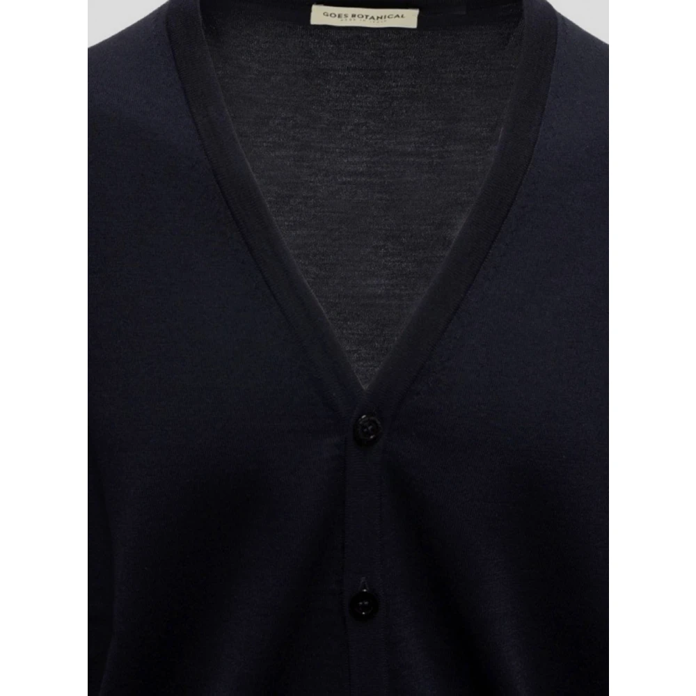 Goes Botanical Botanische Gebreide Wollen Vest Blue Heren