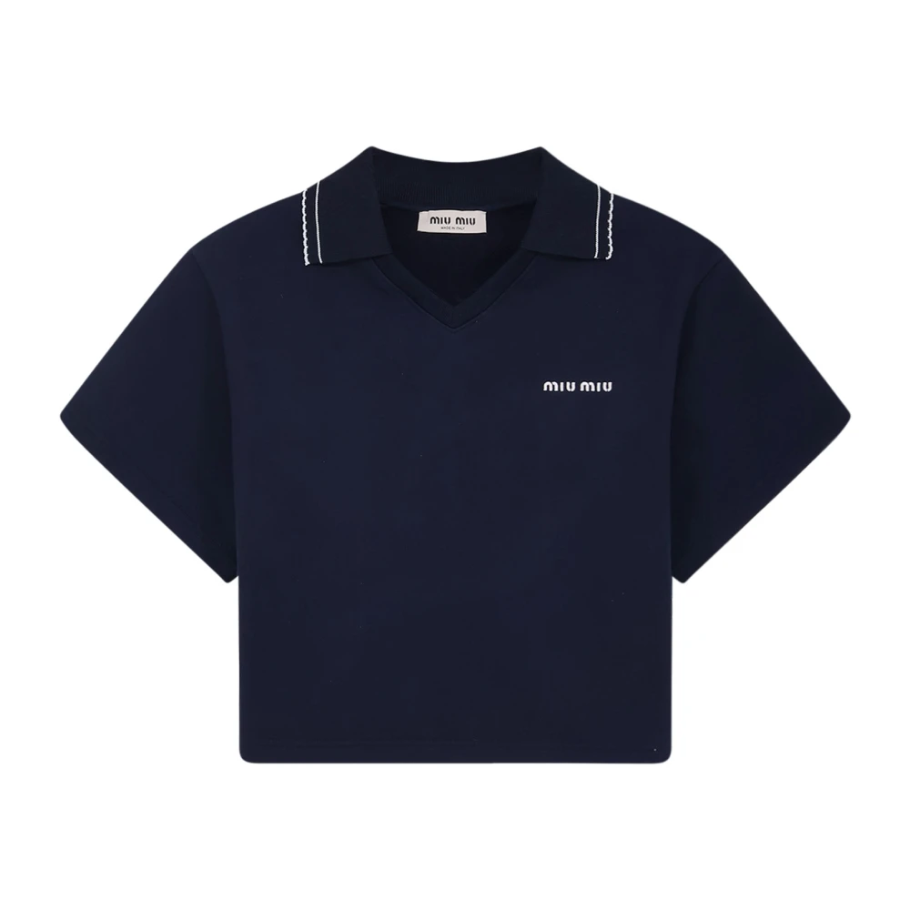 Miu Miu Kvinno Blå Sweatshirts & Hoodies Dam, Xs, Bomull, Sweatshirt I Bomull Med Logobroderi