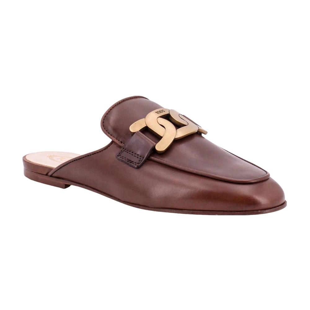 TOD'S Bruine Leren Sandalen met Metalen Detail Brown Dames