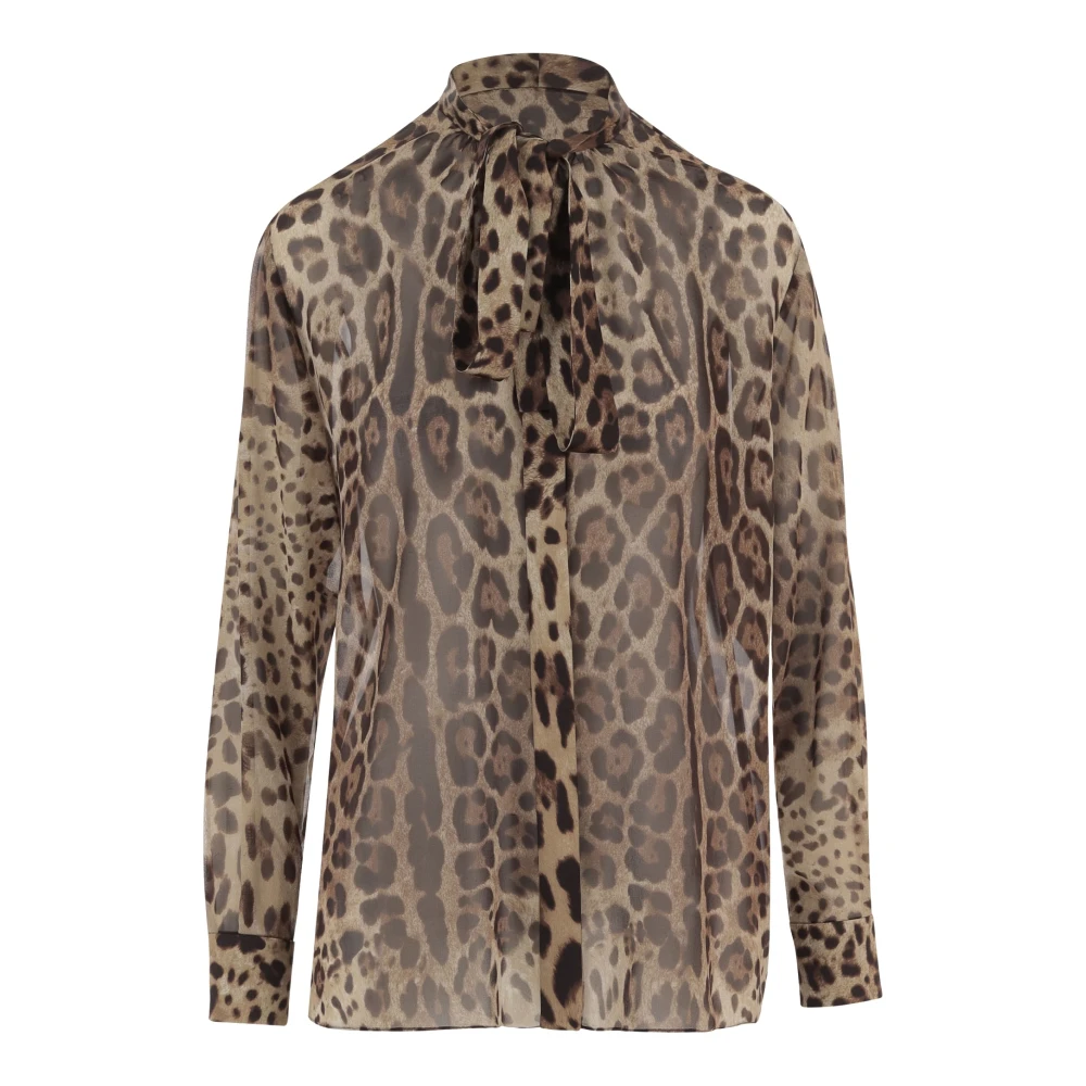 Dolce & Gabbana Georgette Shirt With Animal Print - Female - Shirts - Multicolor - S - Blouses & Shirts