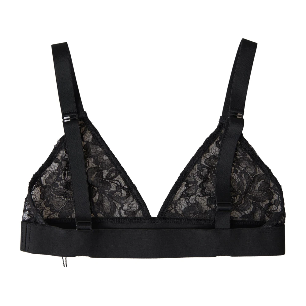 Dolce & Gabbana Women's Black Bras, S, Floral Lace Stretch Bra