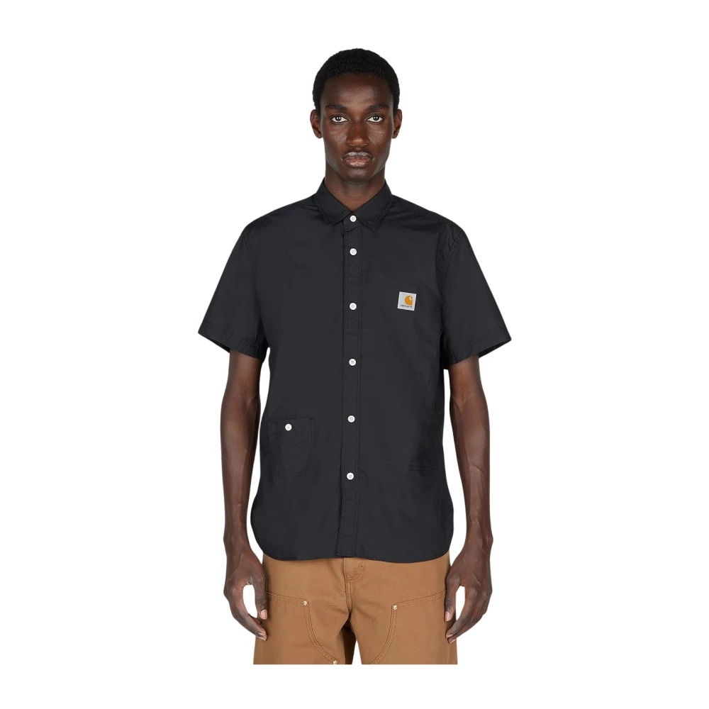 Carhartt WIP Logo Patch Poplin Overhemd Black Heren