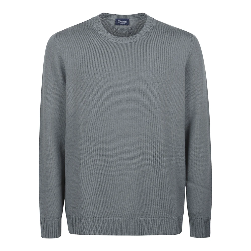 Drumohr Men's Gray Round-Neck Knitwear, 2XL, Round Neck Jumper