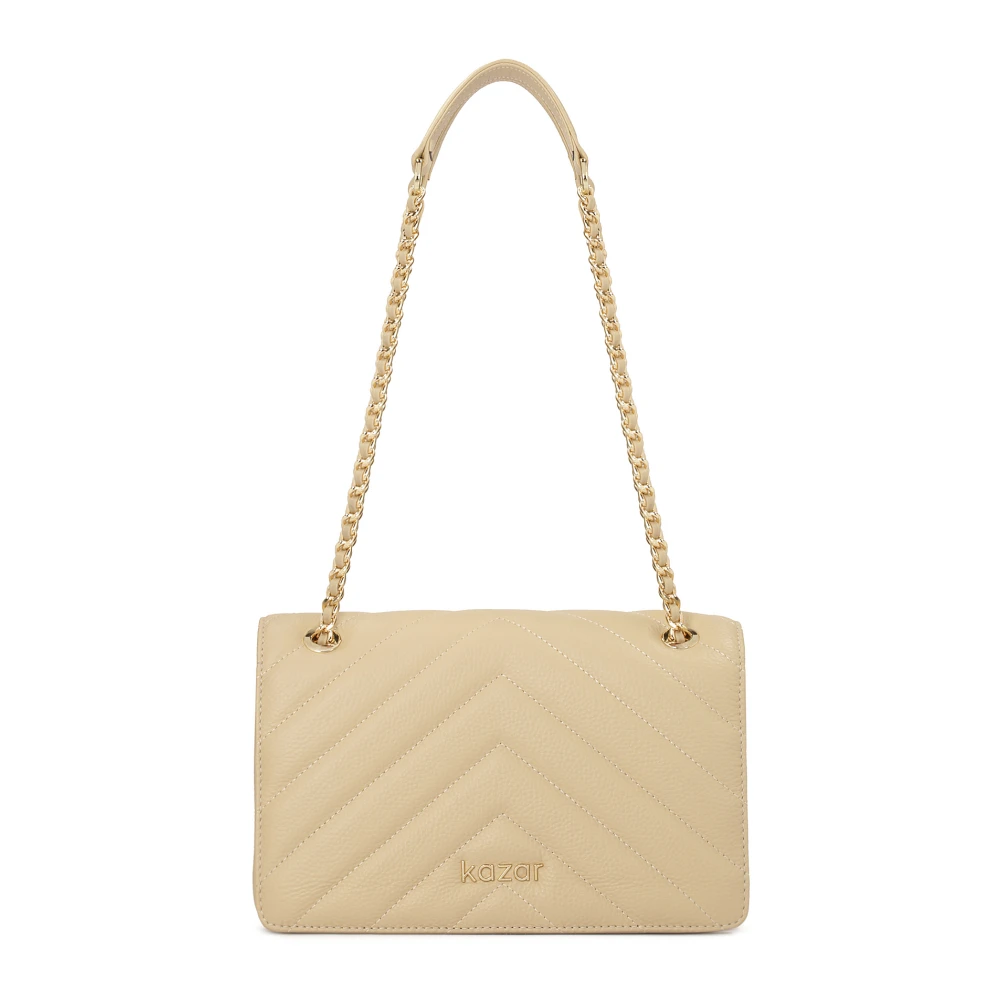 Kazar Beige schoudertas met leren inzet Beige Dames