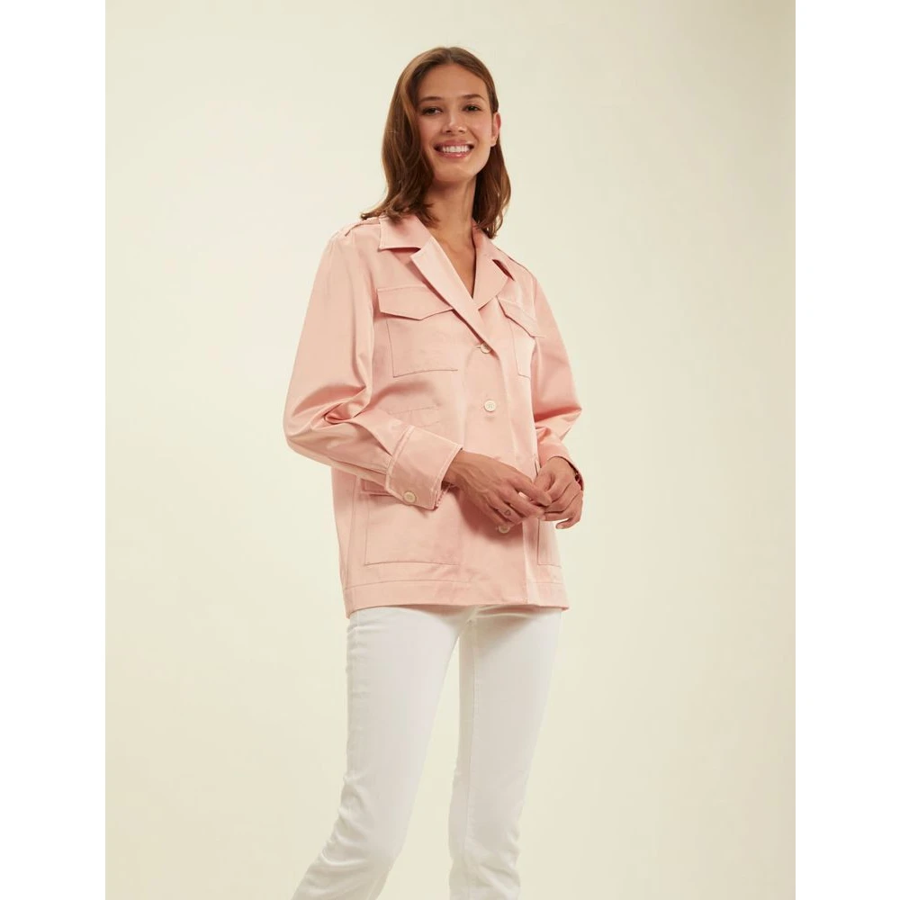 Ines De La Fressange Paris Neva jacket in pink cotton satin Pink Dames