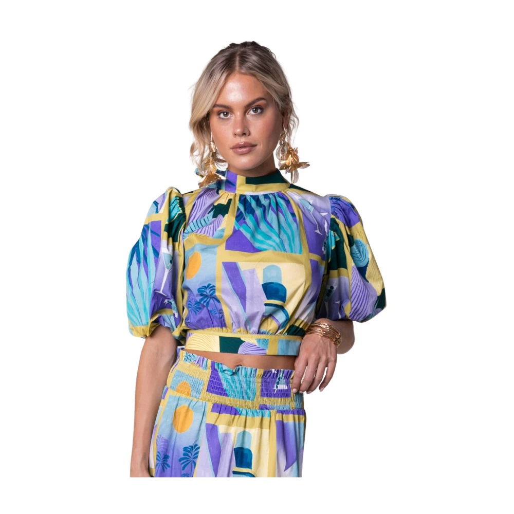 Colourful Rebel Xyla Scenery Volume Sleeve Top Multicolor Dames