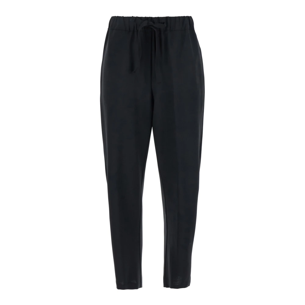 Semicouture Zwarte Broek met Koord in Wolmix Vrouw Black Dames