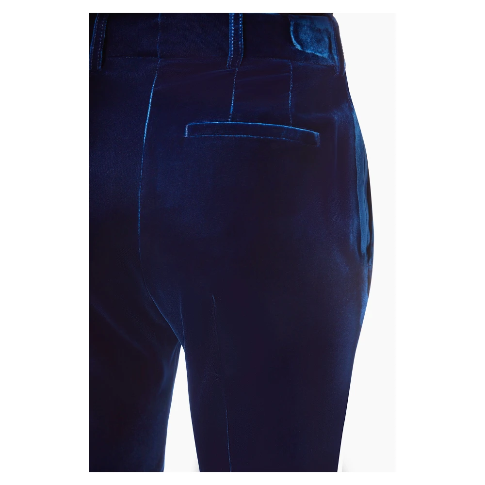 Nina Ricci Blauwe Velvet Straight Leg Broek Blue Dames
