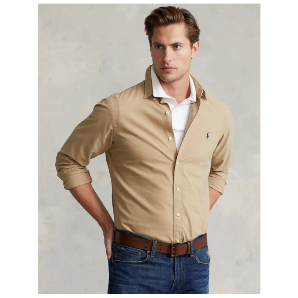 Polo Ralph Lauren Slim Fit Oxford Overhemd in Surrey Tan Beige Heren