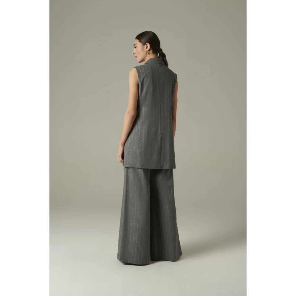 Manila Grace Wijdvallende Broek voor Elegantie Blue Dames