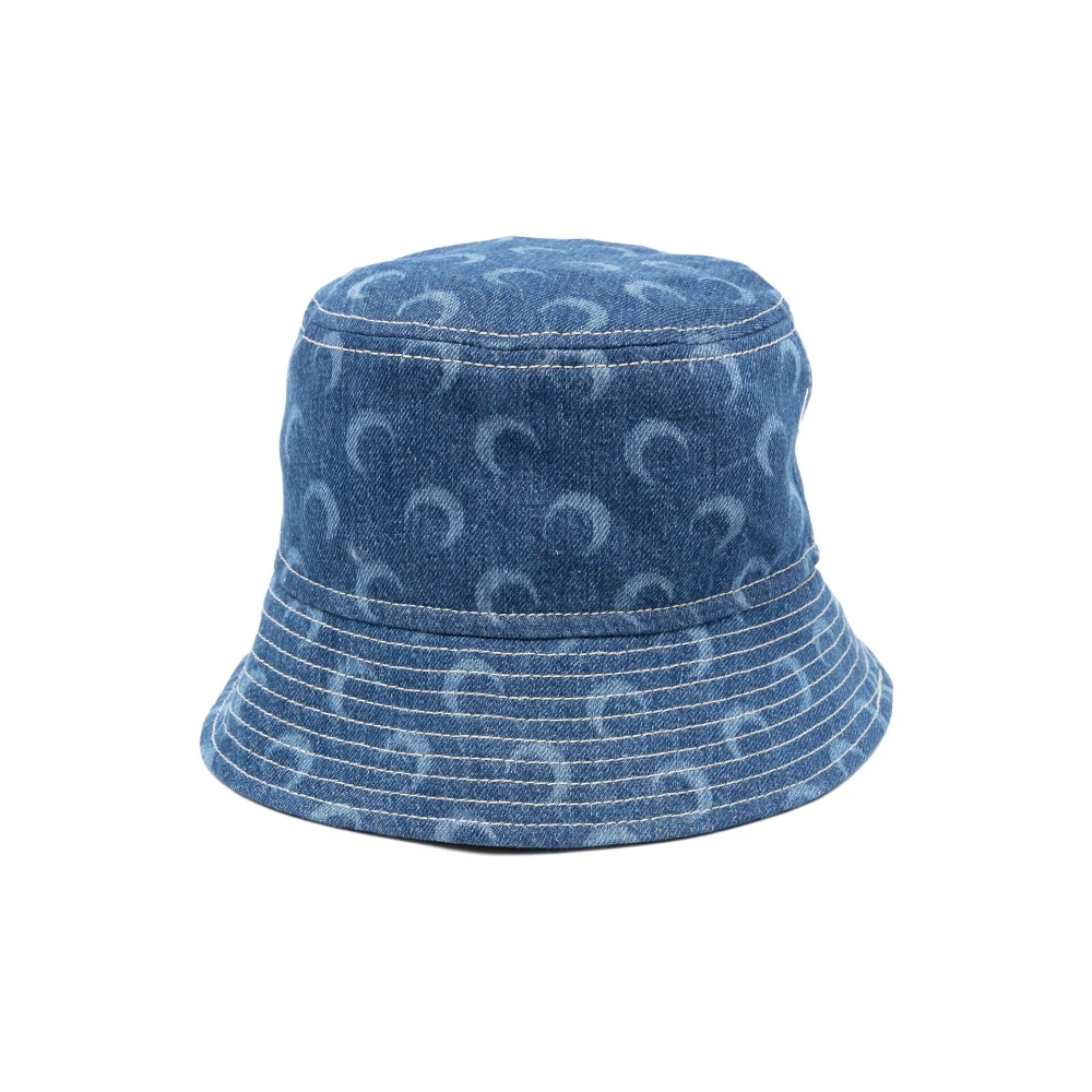 Marine Serre Blauwe Katoenen Casual Bucket Hoed Blue Dames