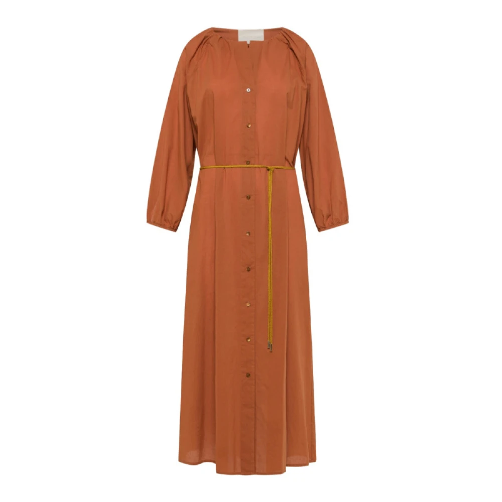Momoni Terracotta Katoenen Jurk met Ballonmouwen Orange Dames