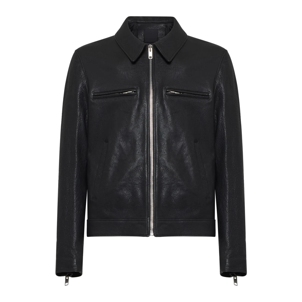 Givenchy Zwarte Leren Bikerjas Black Heren