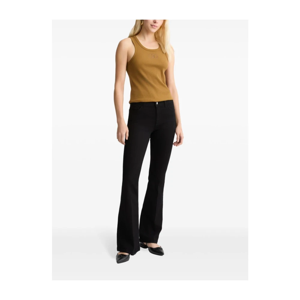Liu Jo Zwarte Klassieke Jeans met Logo Plaque Black Dames