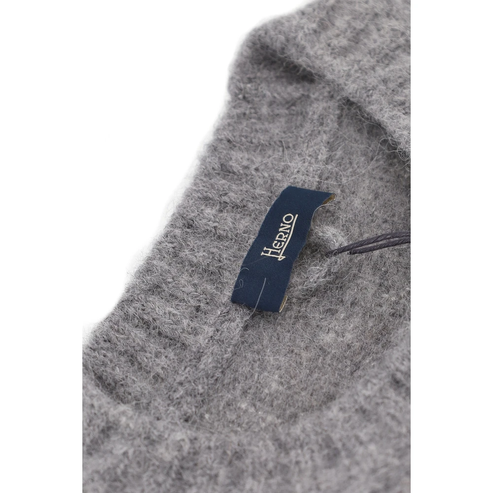 Herno Alpaca-Wol Trui met Ronde Hals Gray Heren