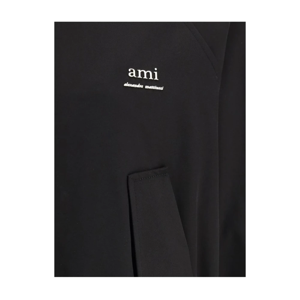 Ami Paris Geribbelde Bomberjack met Monogramlogo Black Heren