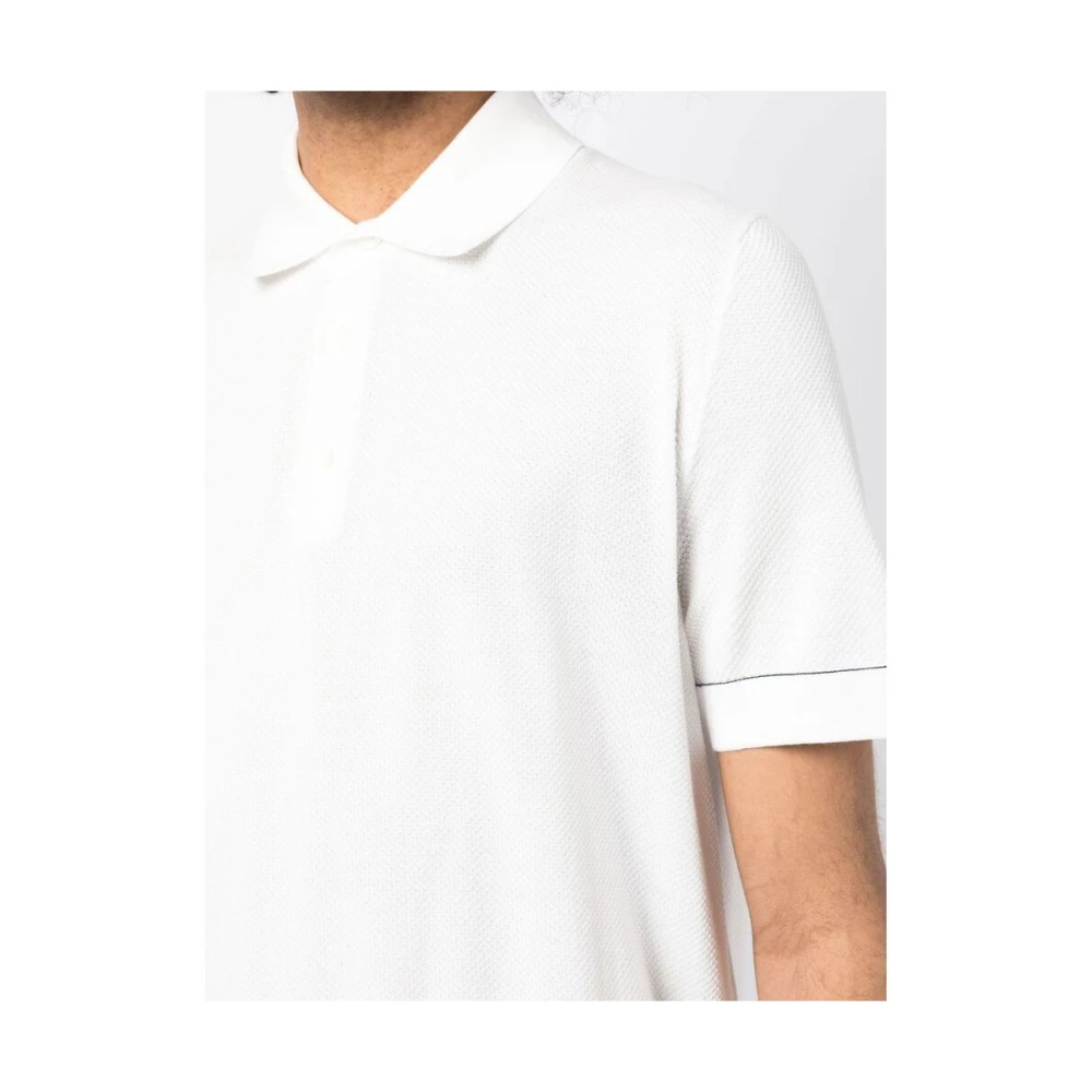 Brioni Katoenen Piqué Polo Shirt White Heren