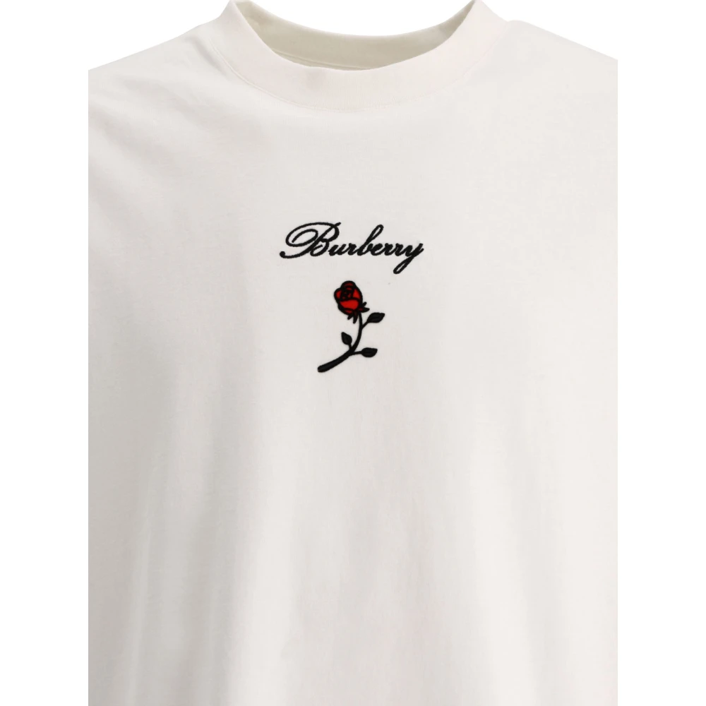 Burberry Logo Rose T-Shirt White Heren
