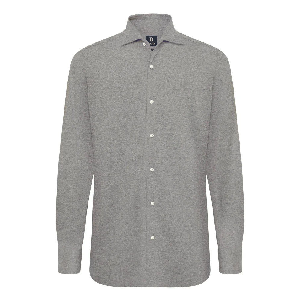 Boggi Milano B Jersey Pique Polo Shirt Regular Fit Gray Heren