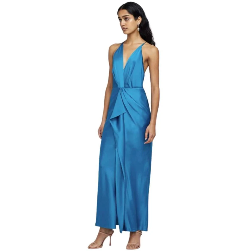 Simkhai Blauwe Front Drape Jurk Blue Dames