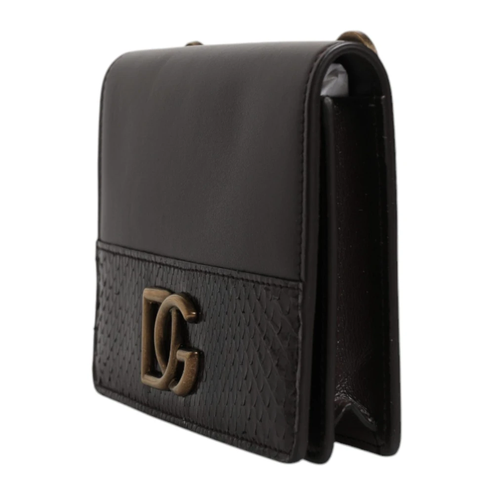 Dolce & Gabbana Bruin Leren Bifold Kaarthouder met Band Brown Dames