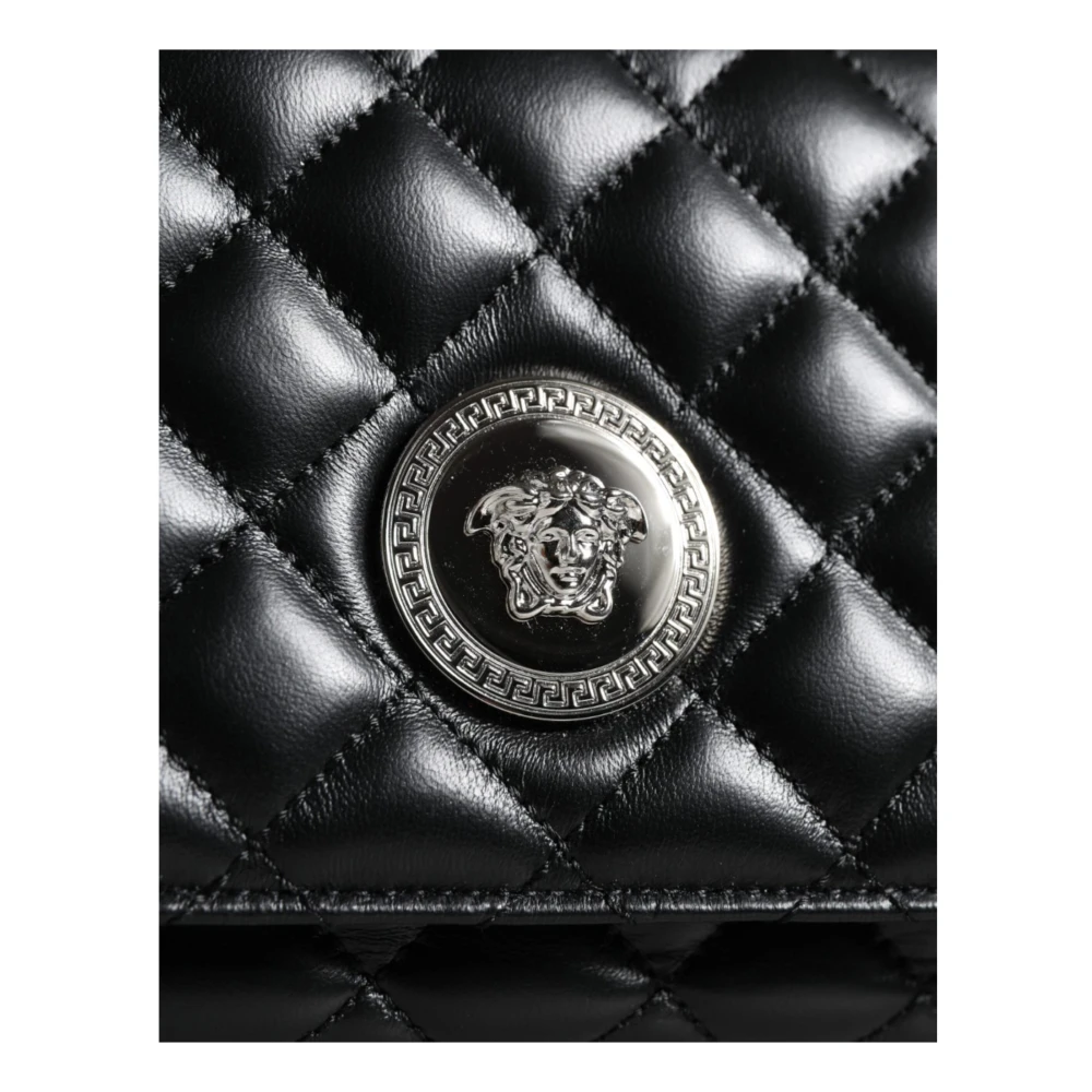 Versace Gewatteerde leren crossbody schoudertas Black Dames