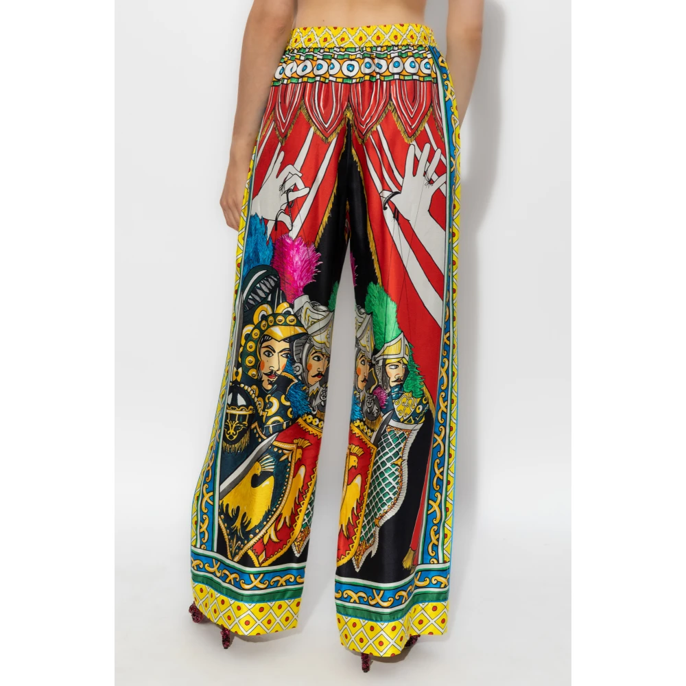 Dolce & Gabbana Zijden broek met Carretto-patroon Multicolor Dames