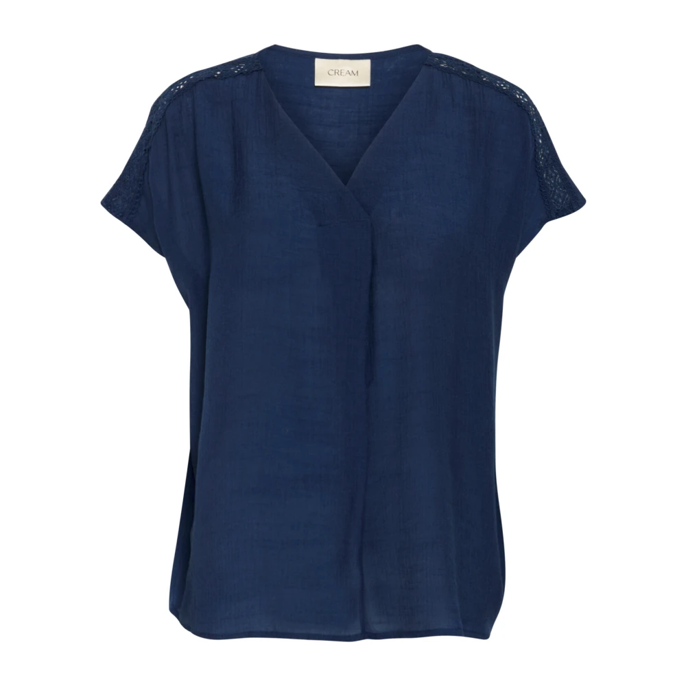 Cream Blå Navy Blazer V-Ringad Blus