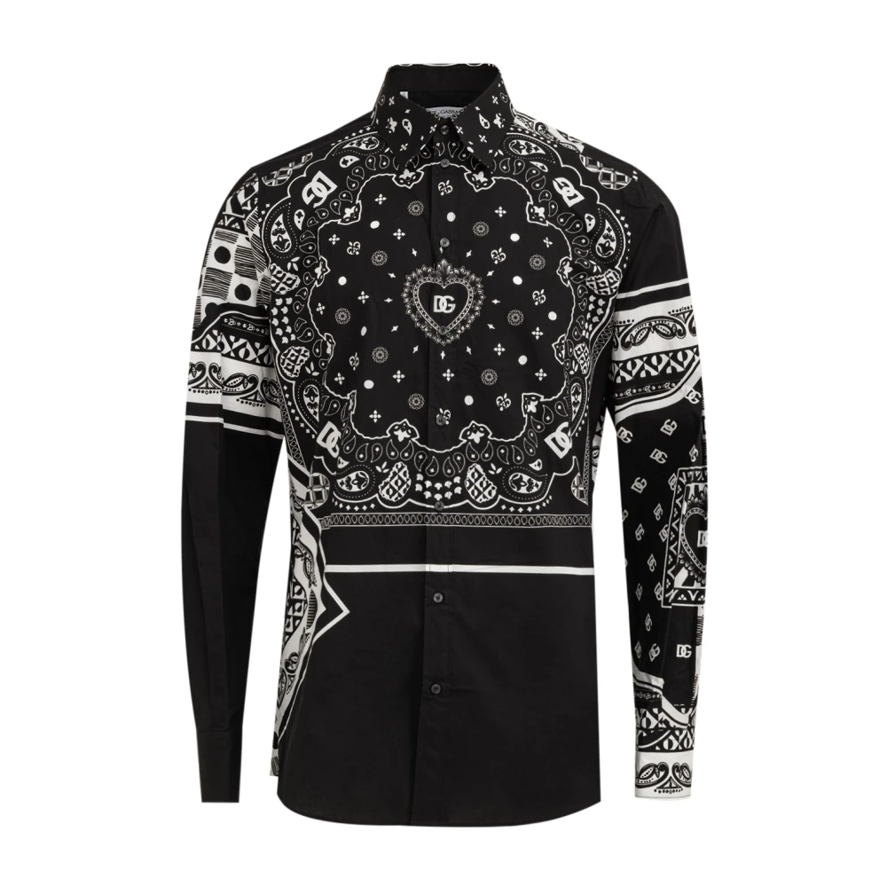 Dolce & Gabbana Logo Print Overhemd Black Heren