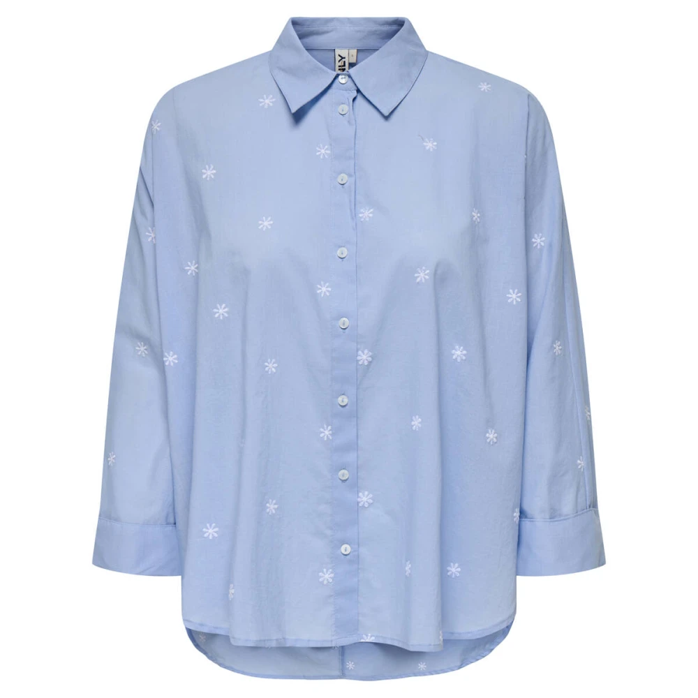 Only Lina Grace LS EMB Shirt Blue Dames