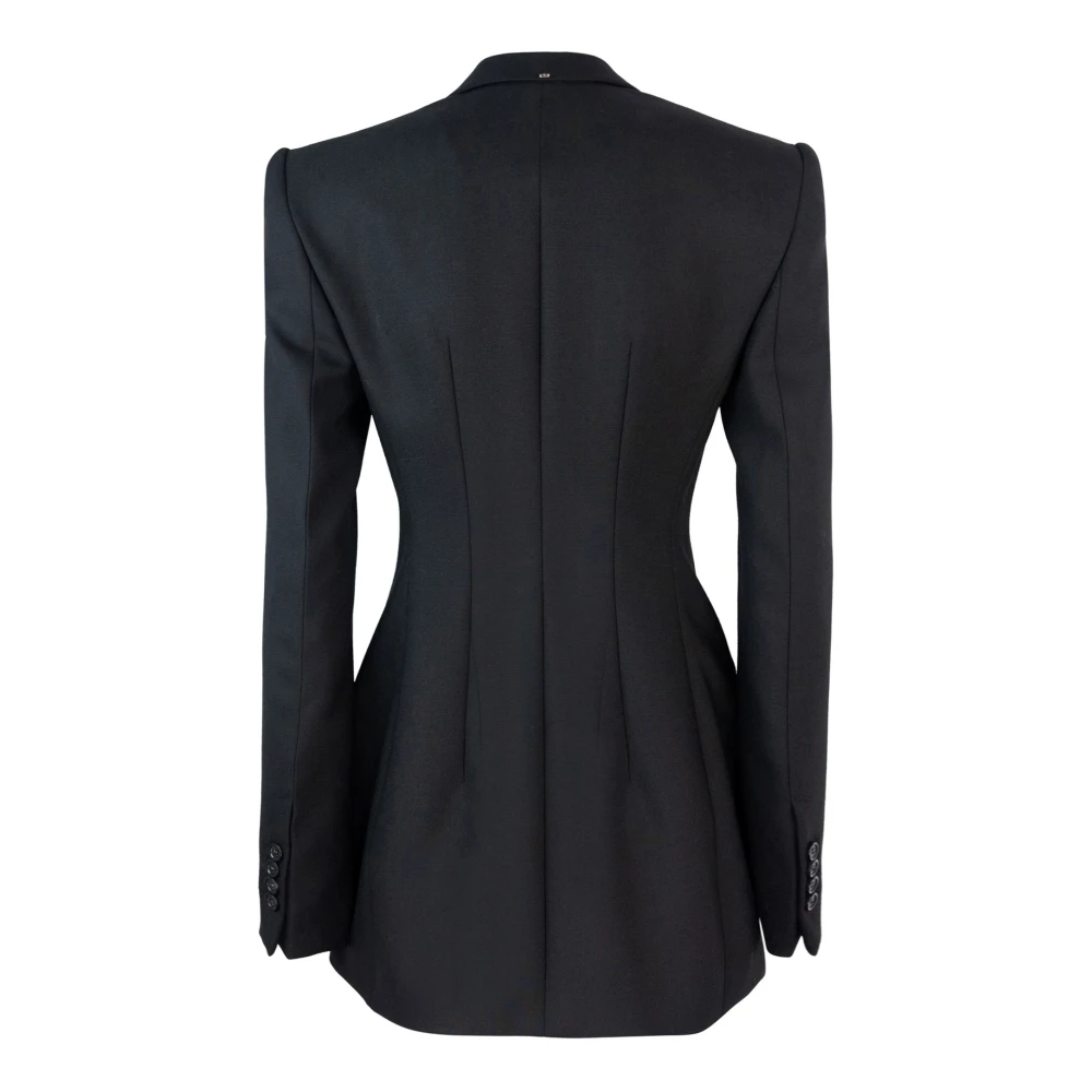 SPORTMAX Zwarte Slim Fit Wollen Jas Black Dames
