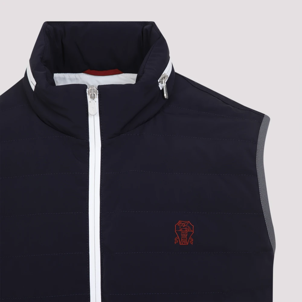 BRUNELLO CUCINELLI Blauwe Gewatteerde Jas Blue Heren