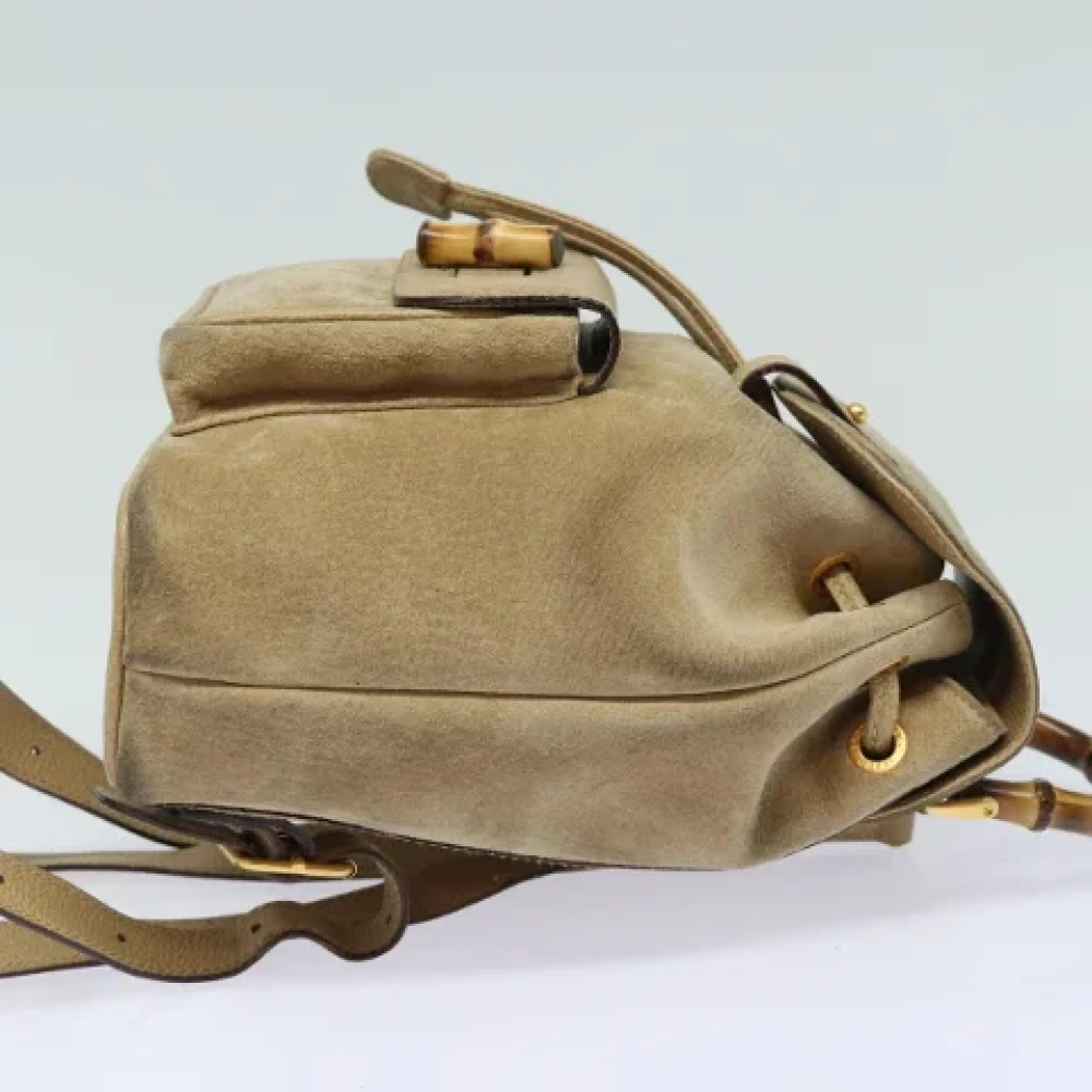 Gucci Vintage Pre-owned Suede backpacks Beige Dames