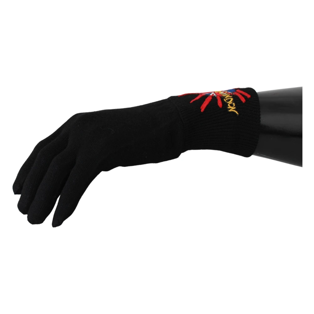 Dolce & Gabbana Elegante Zwarte Wol Unisex Handschoenen Black Heren