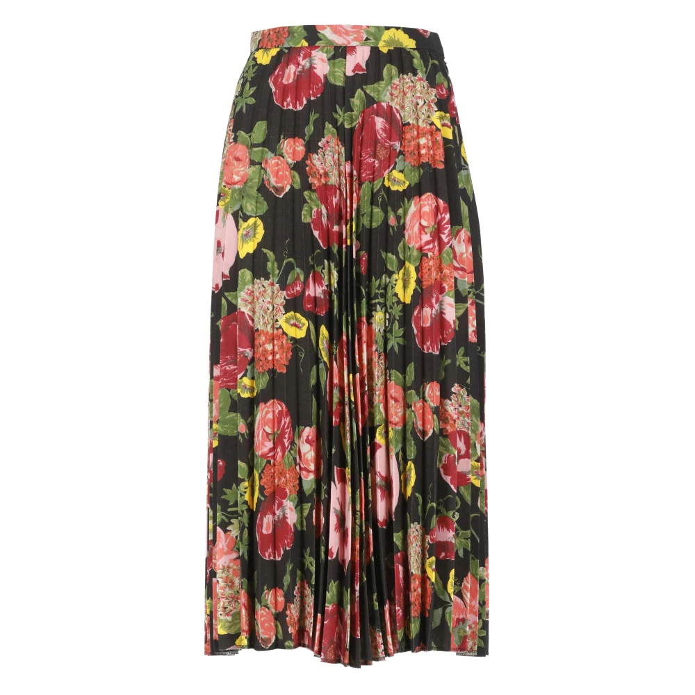 Junya Watanabe Zwarte Bloemen Plooirok Multicolor Dames