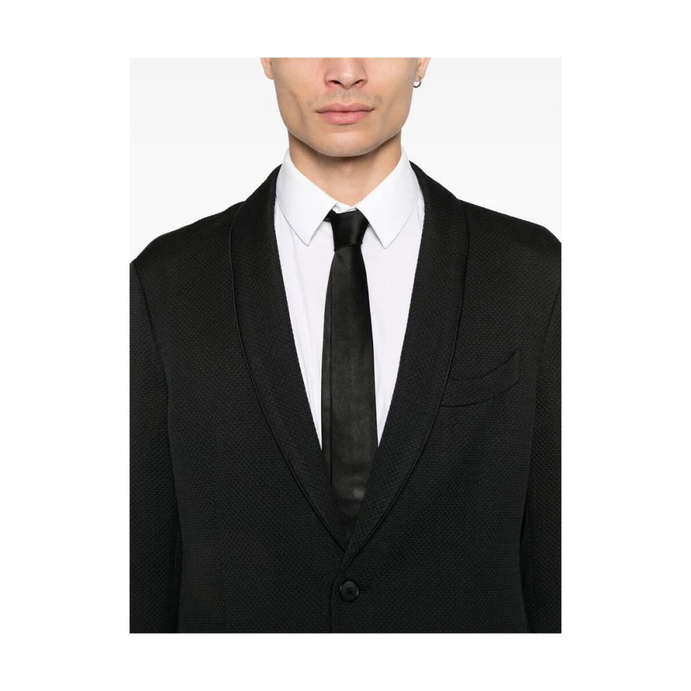 Giorgio Armani Zwarte Shawl Revers Jas Black Heren