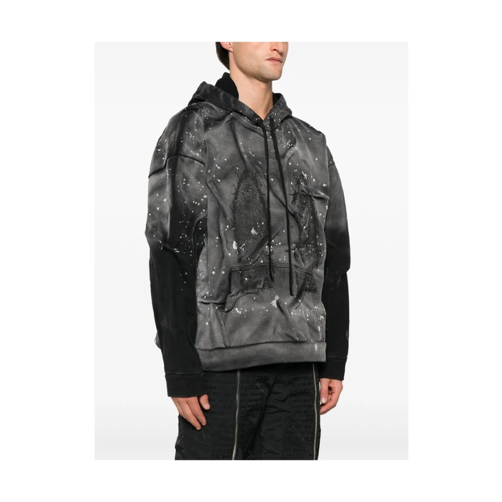 Who Decides War Spetterdetail Grafische Print Hoodie Gray Heren