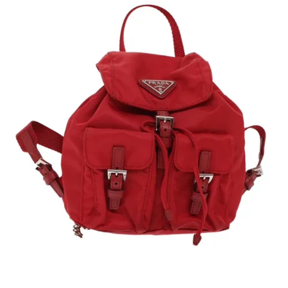 Prada Vintage Pre-owned Nylon backpacks Red Dames